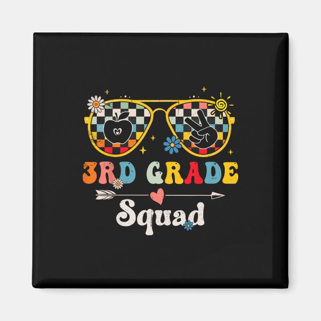 3rd Grade Squad Cute Groovy Teacher Student Ck To  Magnet (Front)