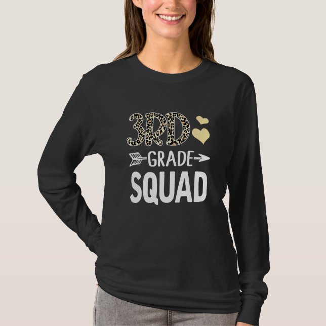 3rd Grade Squad Leopard Third Grade Teacher Studen T-Shirt (Front)
