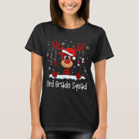 3rd Grade Squad Plaid Reindeer Santa Hat Teacher C