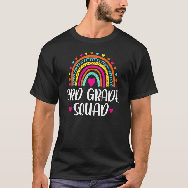 3rd Grade Squad Teacher  Rainbow  Back To School T-Shirt (Front)