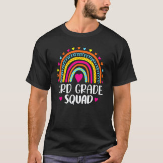 3rd Grade Squad Teacher Student Rainbow 100th Day T-Shirt
