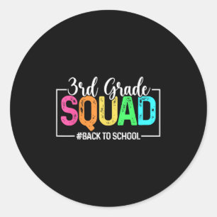 3rd Grade Squad Third Teacher Student Team Back To Classic Round Sticker