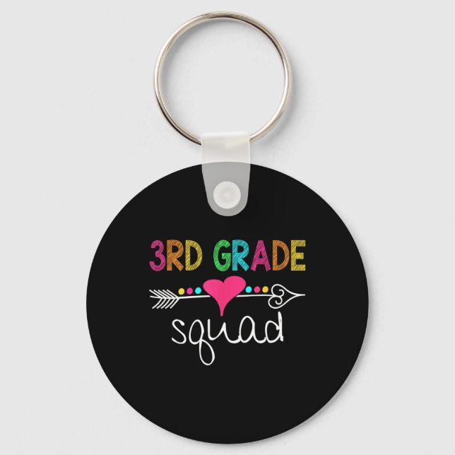 3rd Grade Squad Third Teacher Student Team Back To Keychain (Front)
