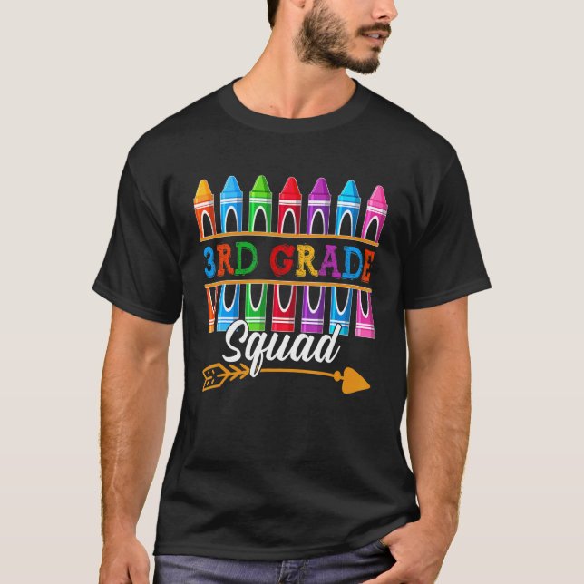 3rd Grade Squad Third Teacher Student Team Back To T-Shirt (Front)