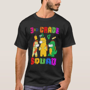 3Rd Grade Squad Unicorn Llama And Rex Wearing Mask T-Shirt