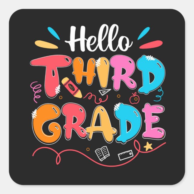 3rd Grade Square Sticker (Front)