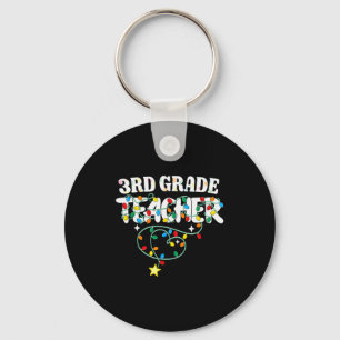 3rd Grade Teacher Christmas Lights Third Grade Tea Keychain