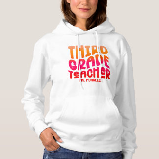 3rd Grade Teacher Orange Red Ombre Text Design Hoodie