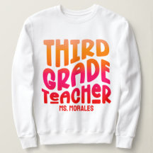 3rd Grade Teacher Orange Red Ombre Text Design