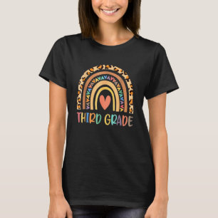 3rd Grade Teacher Rainbow Leopard Third Grade Back T-Shirt