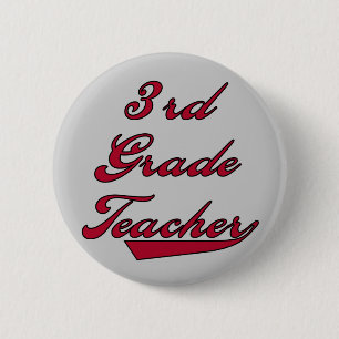 3rd Grade Teacher Red Tshirts and Gifts 2 Inch Round Button