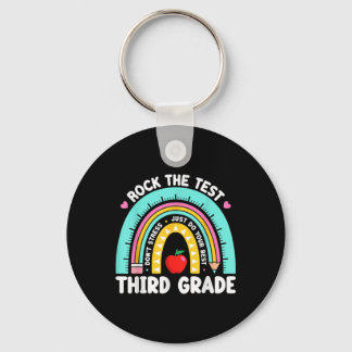 3rd Grade Teacher Rock The Test Day Third Grade Te Keychain