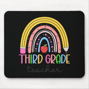 3rd Grade Teacher Teach Love Inspire Rainbow Back Mouse Pad