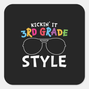 3rd Grade Teacher Third Grade Style Square Sticker