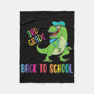 3rd Grade Third Grade Funny Back To School T-rex L Fleece Blanket