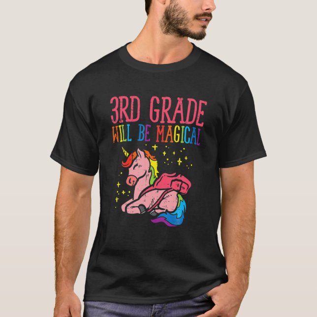 3Rd Grade Third Magical Unicorn First Day Of Schoo T-Shirt (Front)