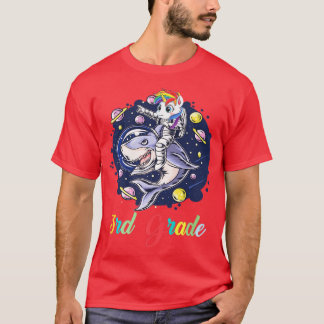 3rd Grade Unicorn Astronaut With A Shark In Space  T-Shirt