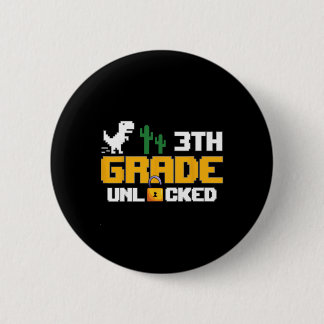 3rd Grade Unlocked Dinosaur Funny Video Game Ck To 2 Inch Round Button