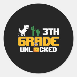 3rd Grade Unlocked Dinosaur Funny Video Game Ck To Classic Round Sticker