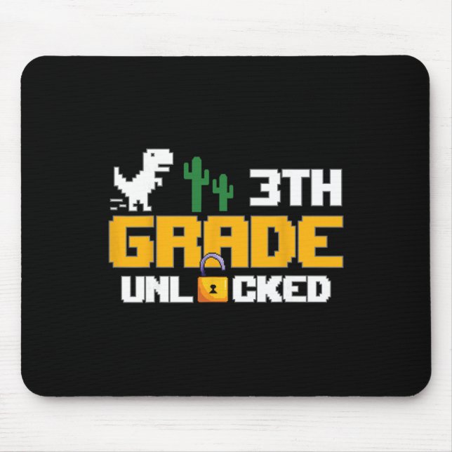 3rd Grade Unlocked Dinosaur Funny Video Game Ck To Mouse Pad (Front)