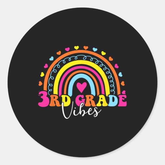 3rd Grade Vibes Back To School Retro 5th Grade Tea Classic Round Sticker (Front)