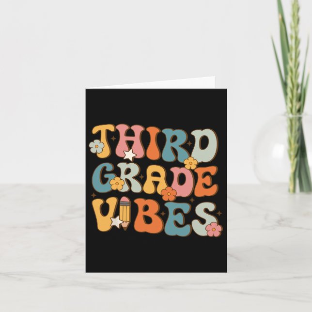 3rd Grade Vibes Back To School Retro Third Grade T Card (Front)