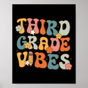 3rd Grade Vibes Ck To School Retro Third Grade Tea Poster