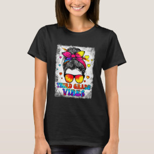 3rd Grade Vibes Messy Bun Back To School Kids Girl T-Shirt