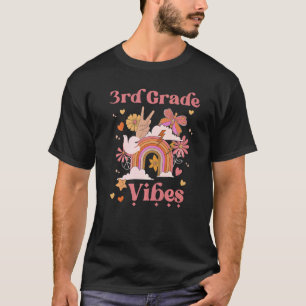 3rd Grade Vibes School Groovy Retro Girl Boho Rain T-Shirt