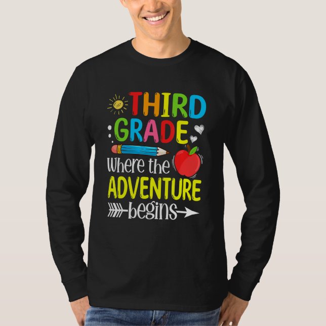 3rd Grade Where The Adventure Begins Third Student T-Shirt (Front)