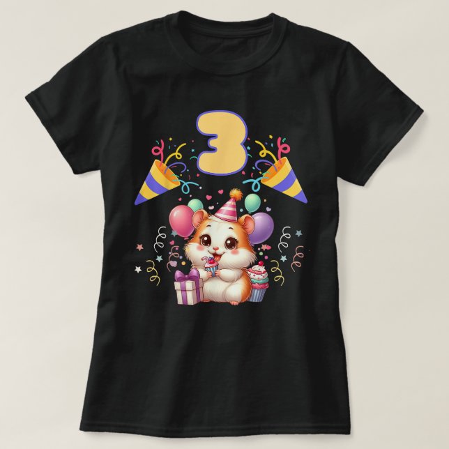 3rd hamster Birthday Cute 3 Years Old boys girls T-Shirt (Design Front)