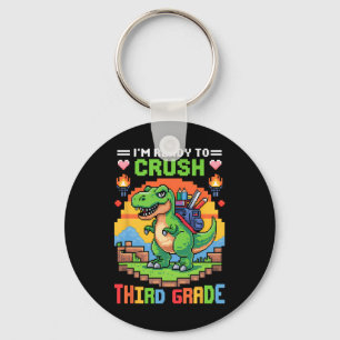 3rd I'm Ready To Crush Third Grade Dinosaur Gamer  Keychain