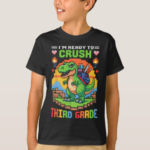 3rd I'm Ready To Crush Third Grade Dinosaur Gamer  T-Shirt