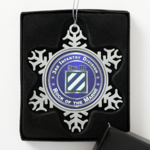 3rd Infantry Division   Snowflake Pewter Christmas Ornament