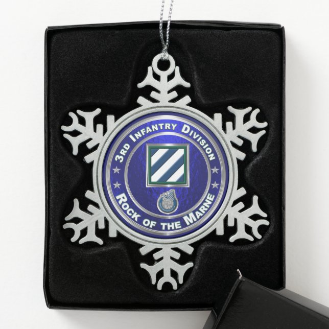 3rd Infantry Division    Snowflake Pewter Christmas Ornament (Box)