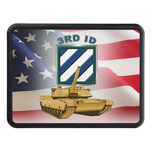 3rd Infantry Division with National Colours Trailer Hitch Cover (Front)