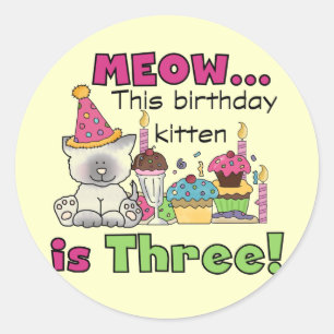 3rd Kitten Birthday T-shirts and Gifts Classic Round Sticker