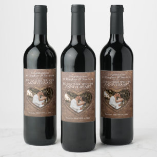 3rd leather heart anniversary custom wine labels