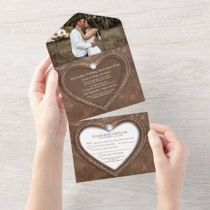 3rd leather wedding anniversary no envelope photo all in one invitation