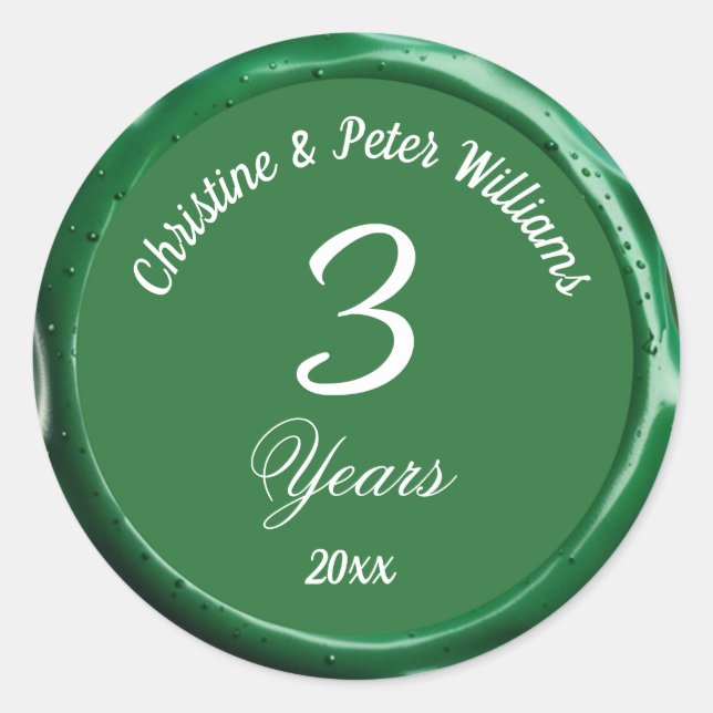 3rd Leather Wedding Sage Green Wax Seal Sticker (Front)