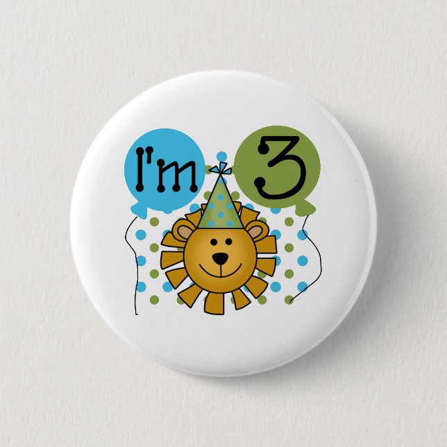 3rd Lion Birthday 2 Inch Round Button (Front)