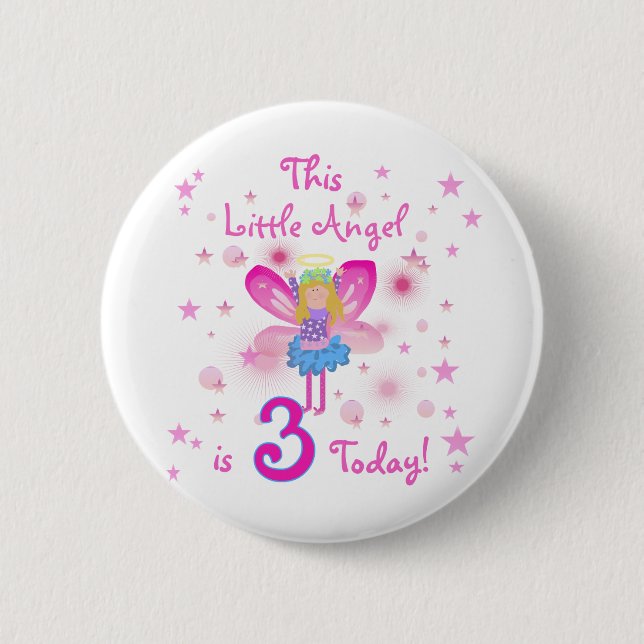 3rd Little Angel Birthday Tshirts and Gifts 2 Inch Round Button (Front)