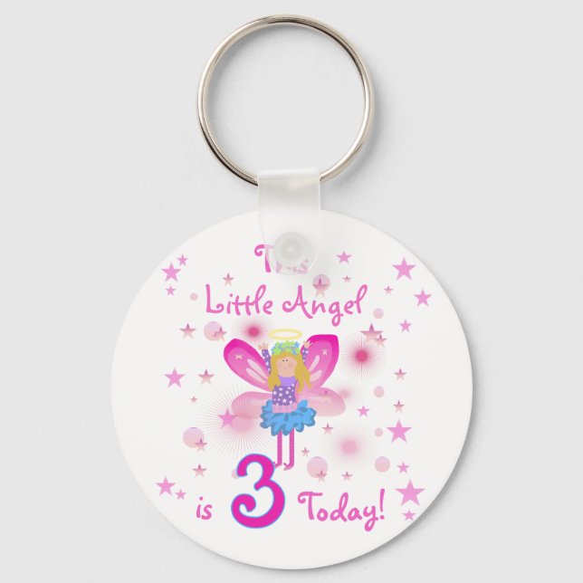 3rd Little Angel Birthday Tshirts and Gifts Keychain (Front)