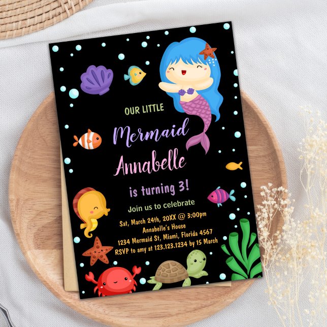 3rd Little Blue heir Mermaid Invitations (3rd Little Blue heir Mermaid Invitations)