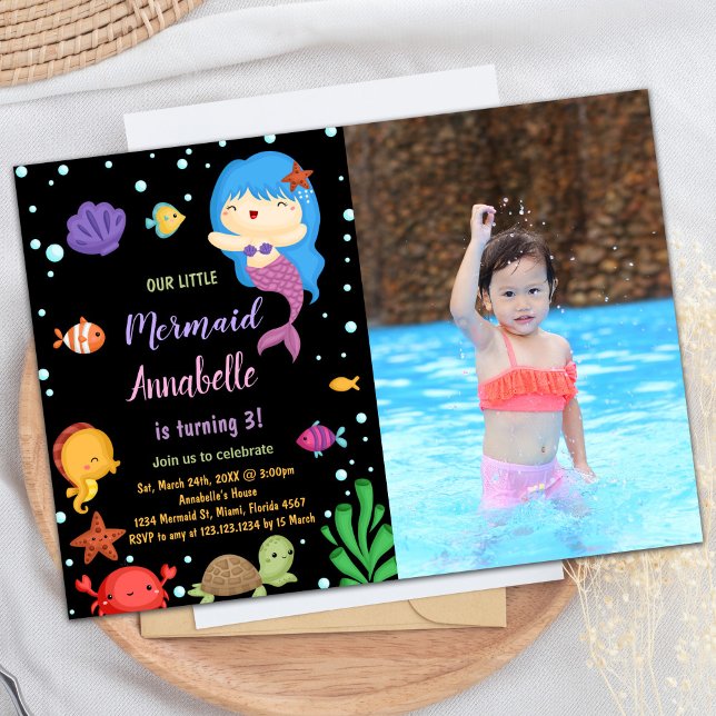 3rd Little Blue heir Mermaid Invitations W Photo (3rd Little Blue heir Mermaid Invitations W Photo)