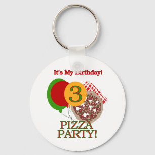 3rd Pizza Party Birthday Tshirts and Gifts Keychain