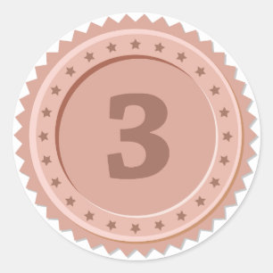 3rd Place Bronze Medal Classic Round Sticker