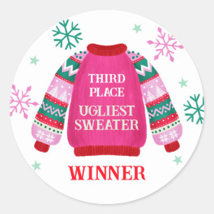 3rd Place Ugly Sweater Contest Prize Winner Classic Round Sticker