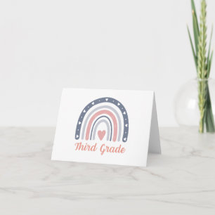 3rd Third Grade Boho Rainbow Girls Teacher Team Sq Card