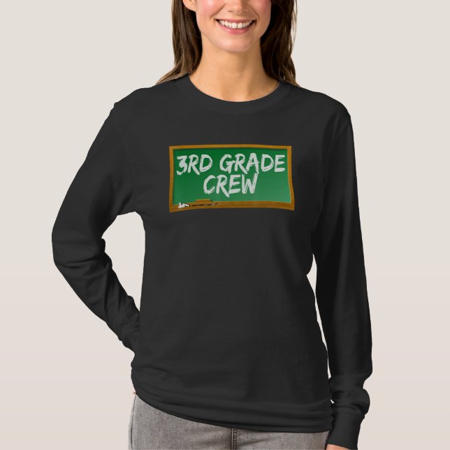 3rd Third Grade Crew Chalk Board Chalkboard T-Shirt (Front)